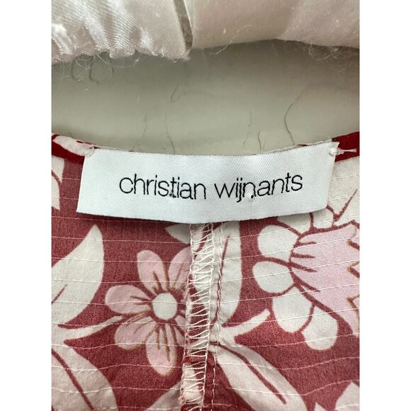 CHRISTIAN WIJNANTS | Silk Blend Floral Draped Cowl Neck Blouse Top - Picture 6 of 7